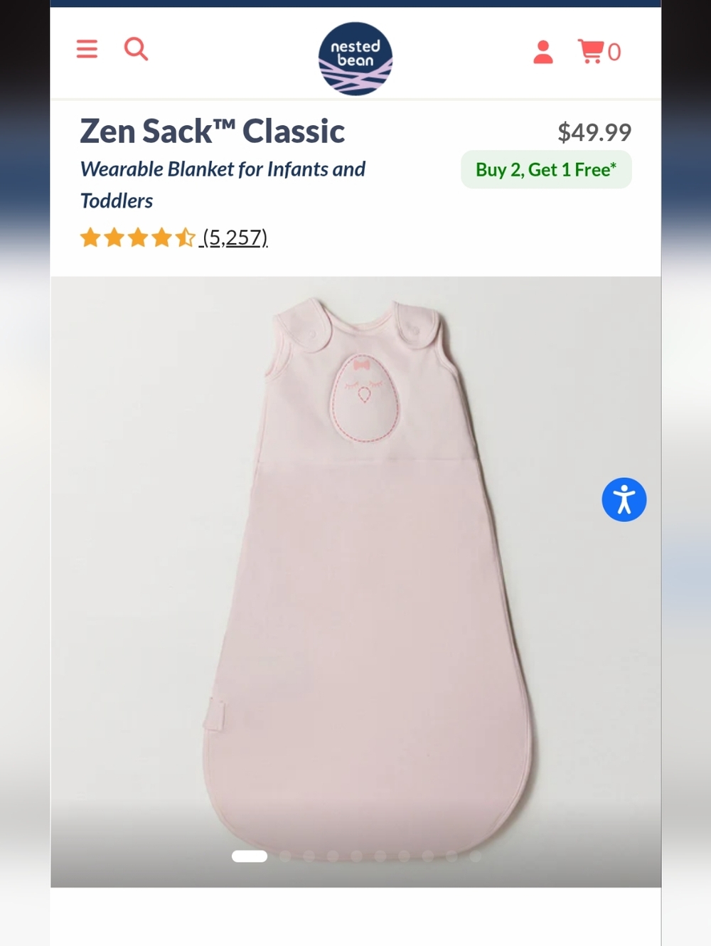 Nested Bean Sleep Sack Light Pink 6-12 Months (16-24lbs)